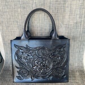 All leather, black artesian handbag